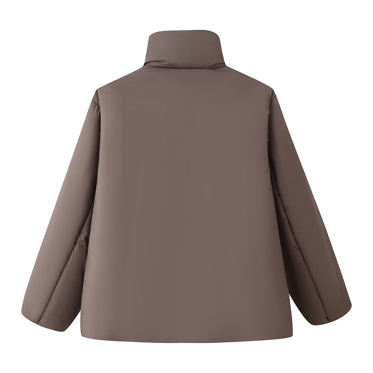 Winter Stand Collar Long Sleeve Hidden Hook Loose Cotton Coat