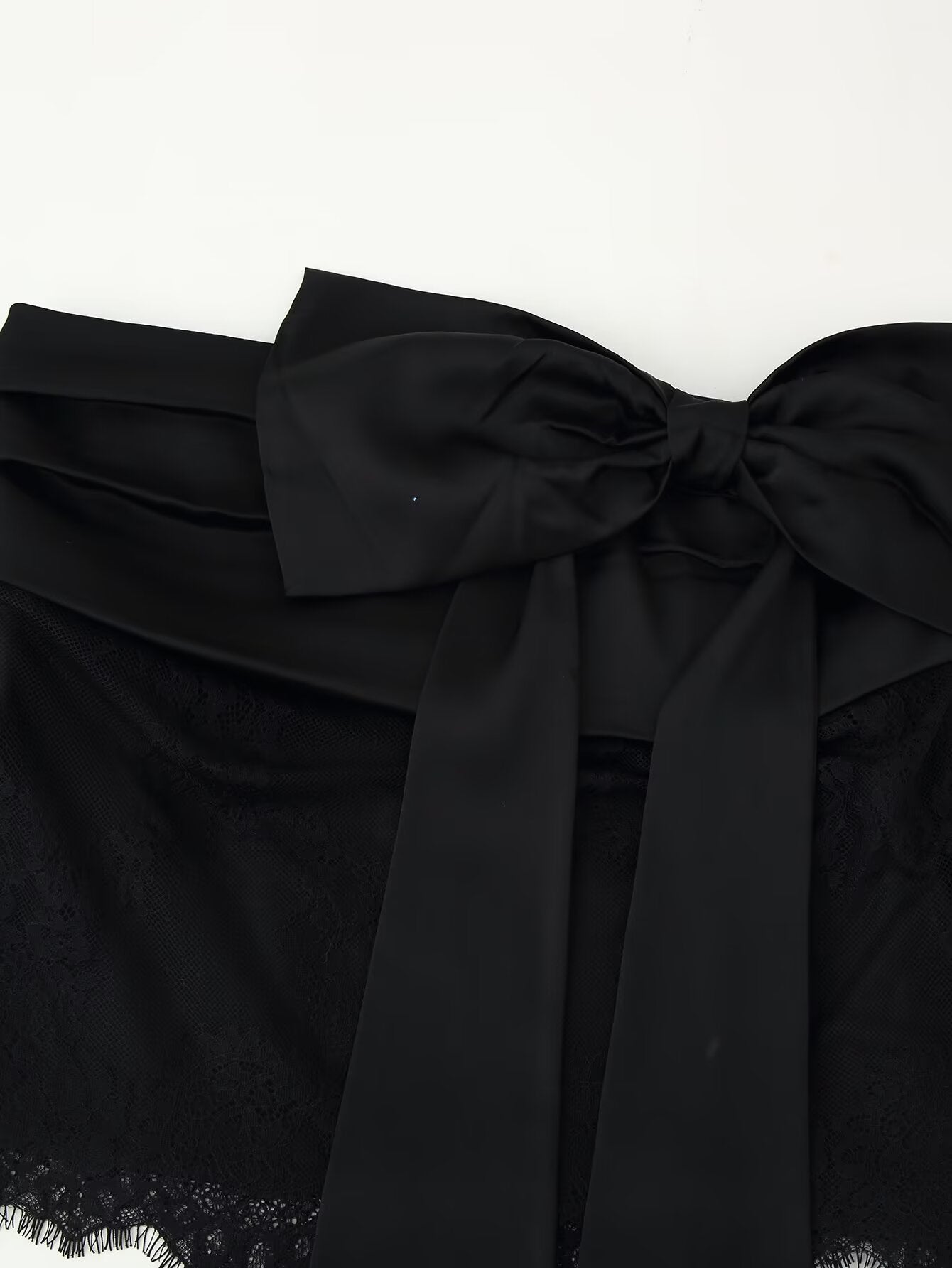 Patchwork Lace Bow Mini Skirt