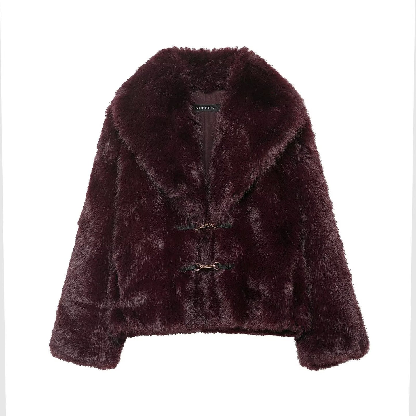 Loose Artificial Fur Effect Long Sleeved Jacket Coat