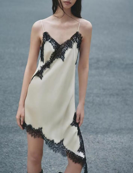 Niche Lace Asymmetric Dress