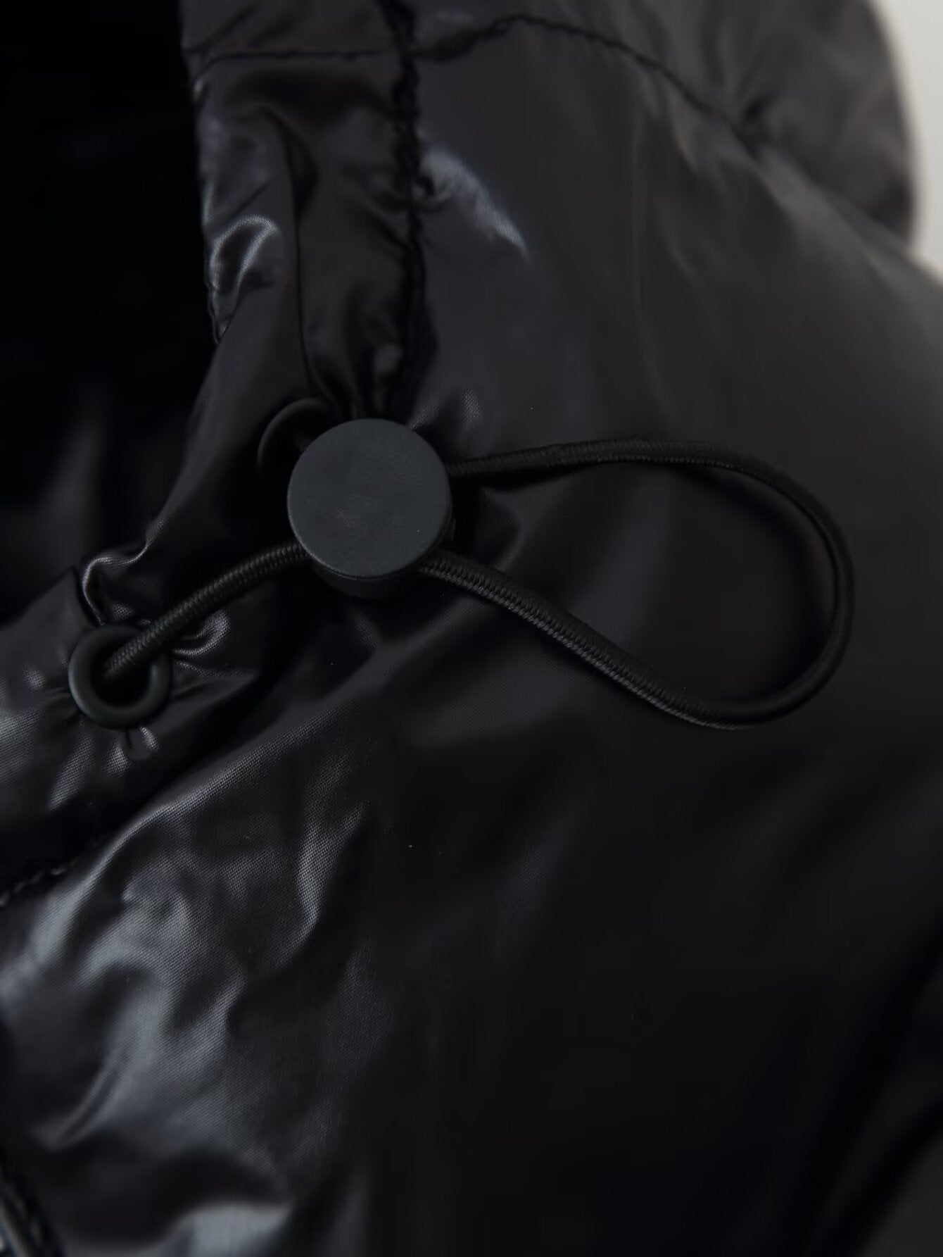 Shiny Surface Hooded Zipper Pocket Bread Cotton Padded