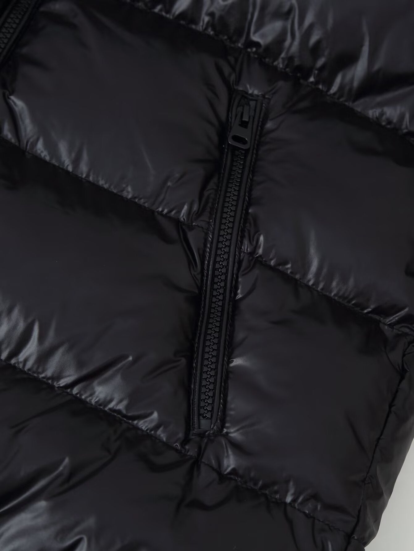 Shiny Surface Hooded Zipper Pocket Bread Cotton Padded