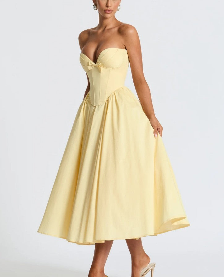 Lace up Tube Top Boning Corset Steel Bracket Ruo Dress