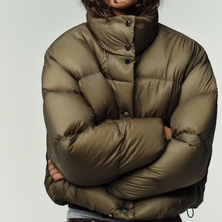 Retro Easy Matching Olive Green Stand Collar Short Coat