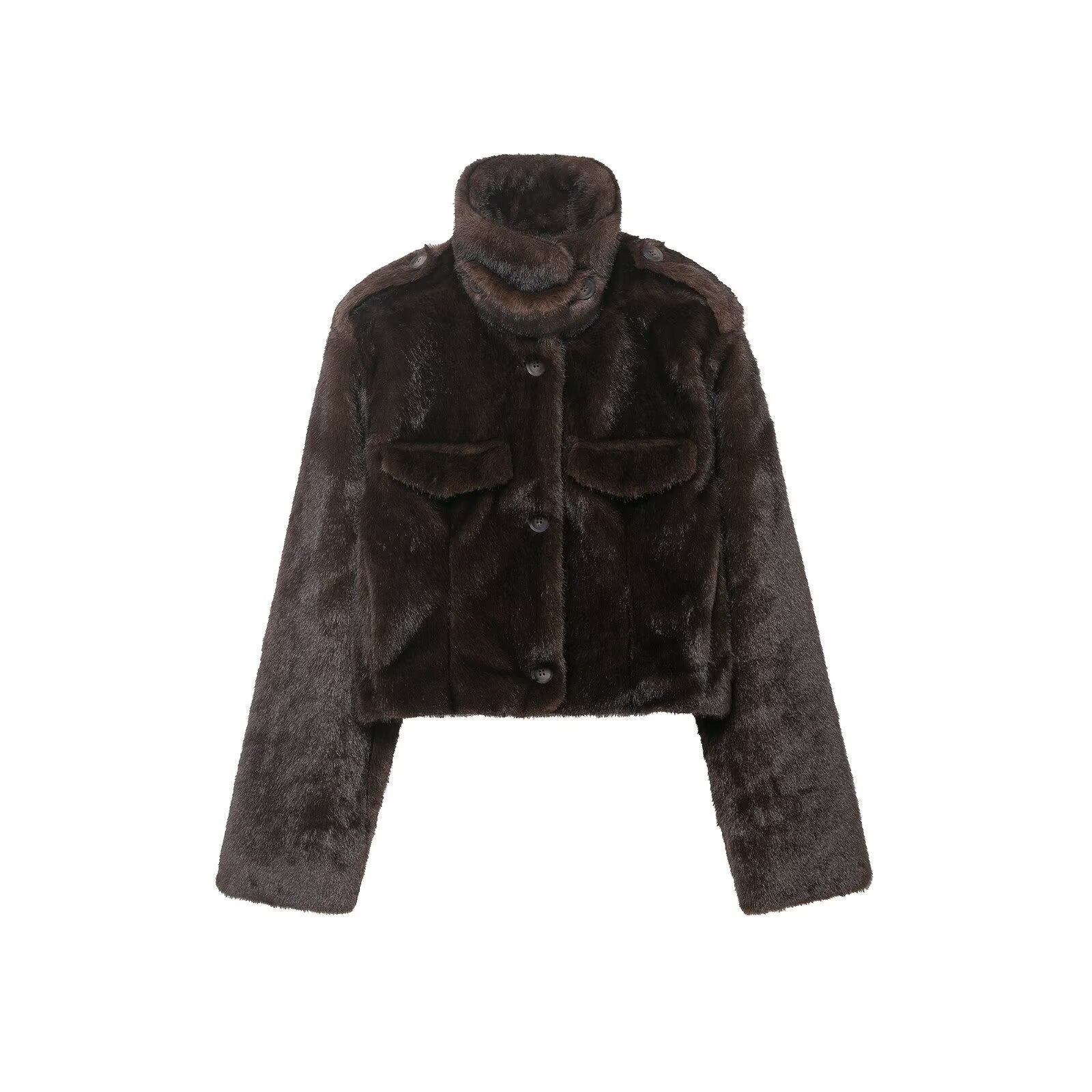 All Match Loose Artificial Fur Effect Short Jacket Furry Top