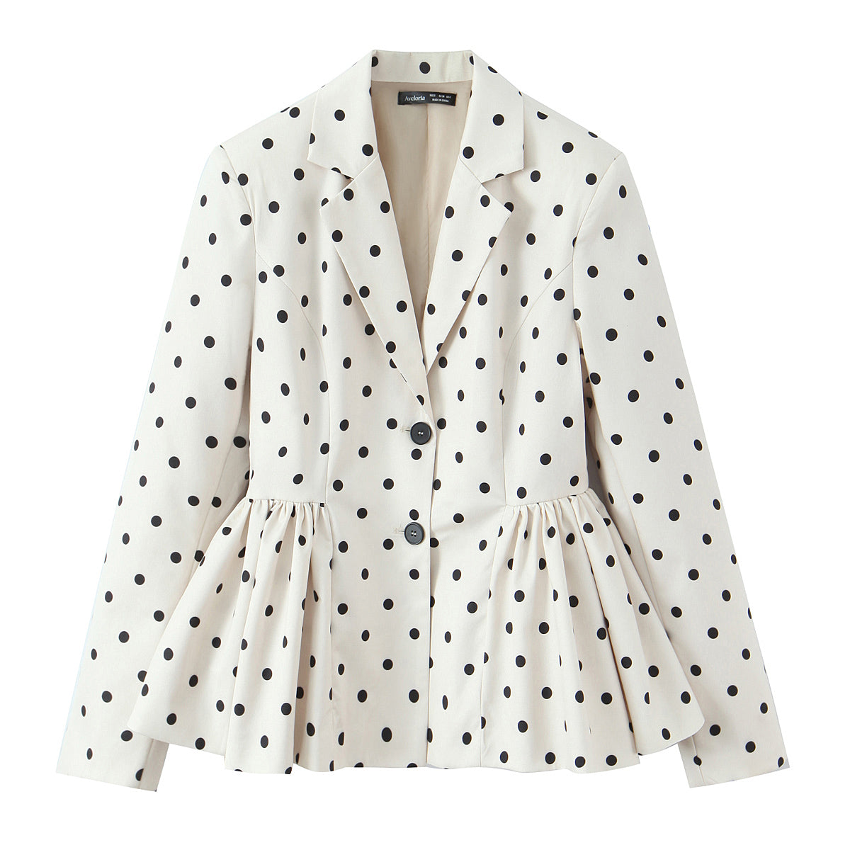 Elegant Puffy Bud Hem Polka Dot Blazer
