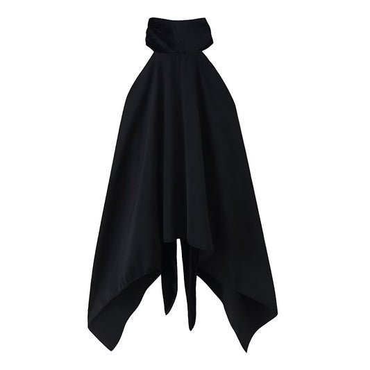 Street Stitching Scarf Collar Halter Top