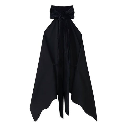 Street Stitching Scarf Collar Halter Top