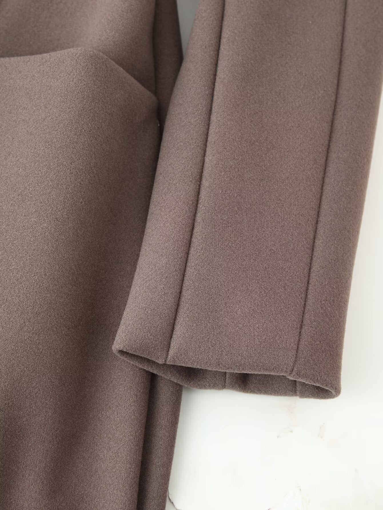 Long Section with Stand Collar Tight Waist Woolen Coat