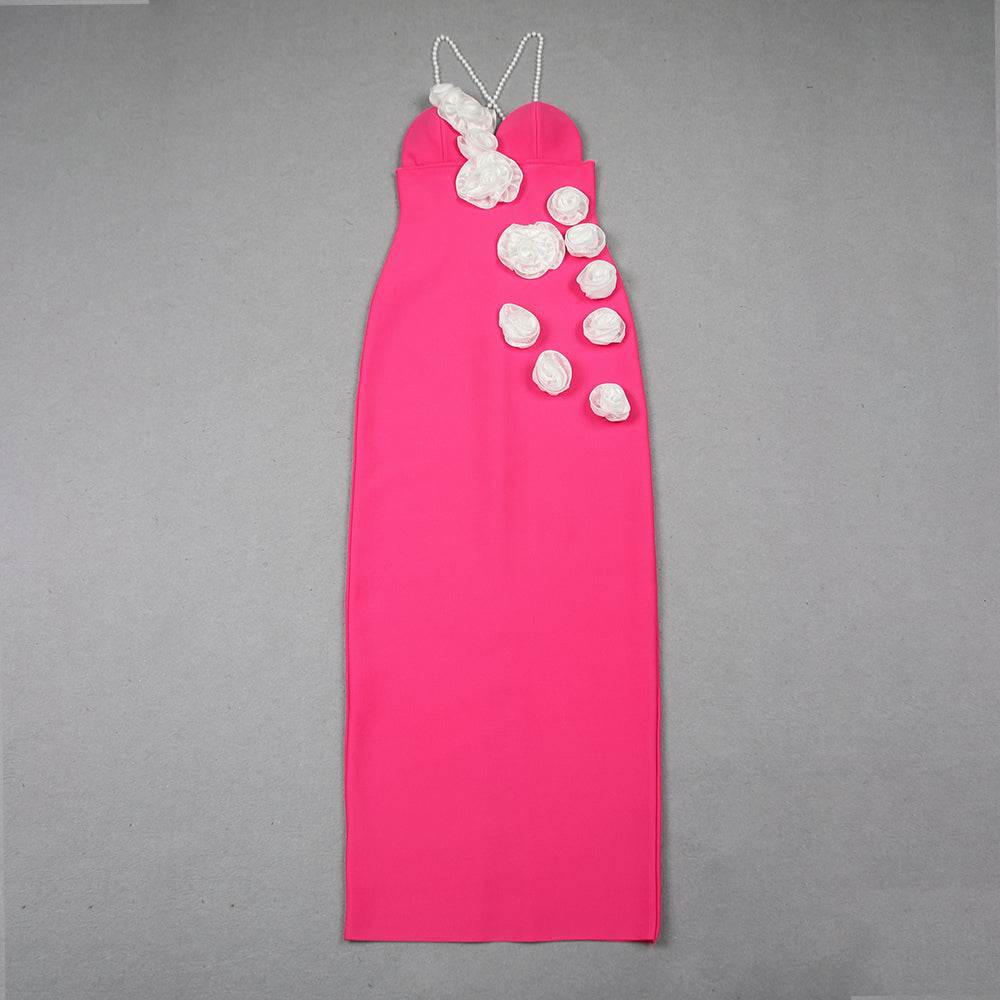 White flower pearls mini dress - REBECATHELABEL