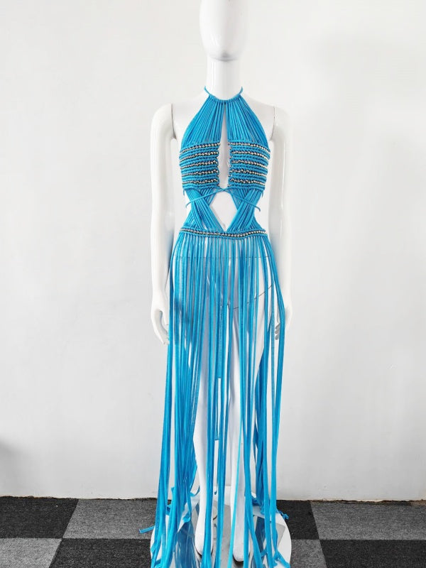 Azure Fringe Goddess Dress