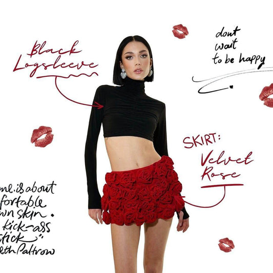 3D Rose Feeling Half body Skirts - REBECATHELABEL