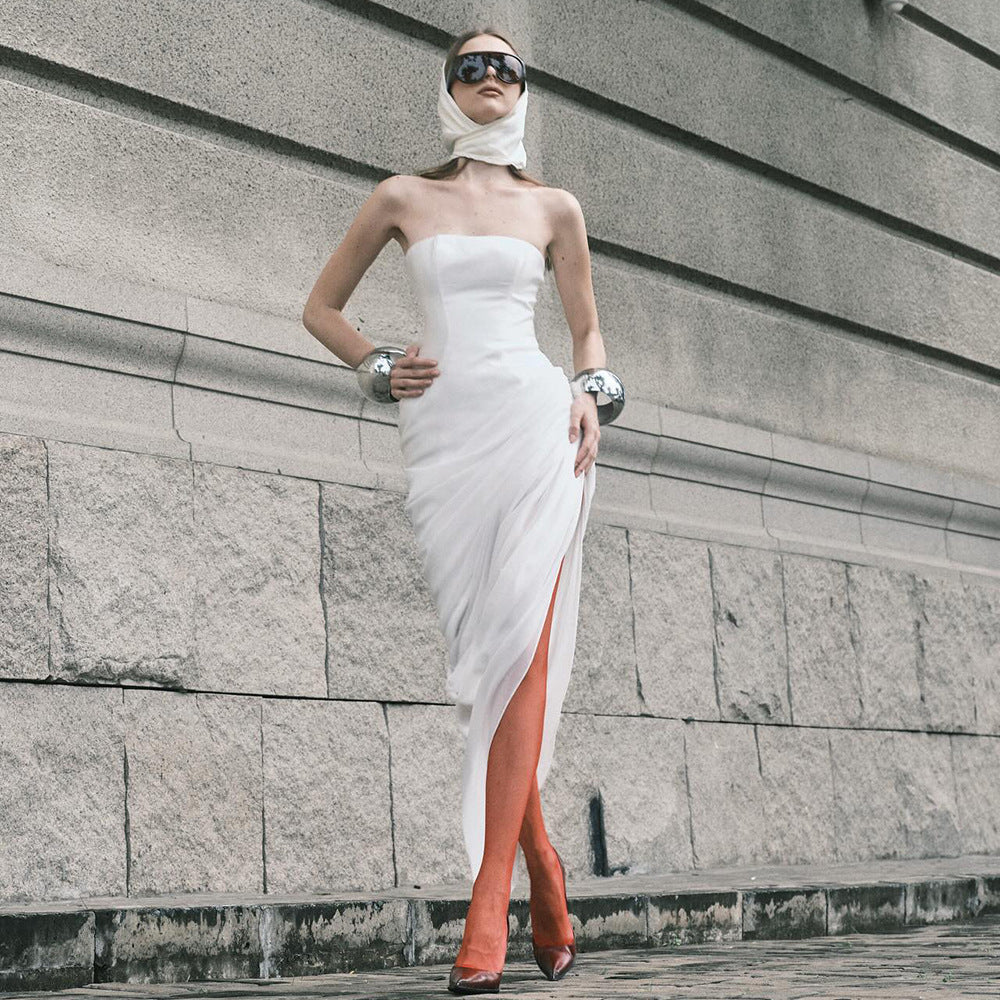 White Asymmetrical Bodycon Dress