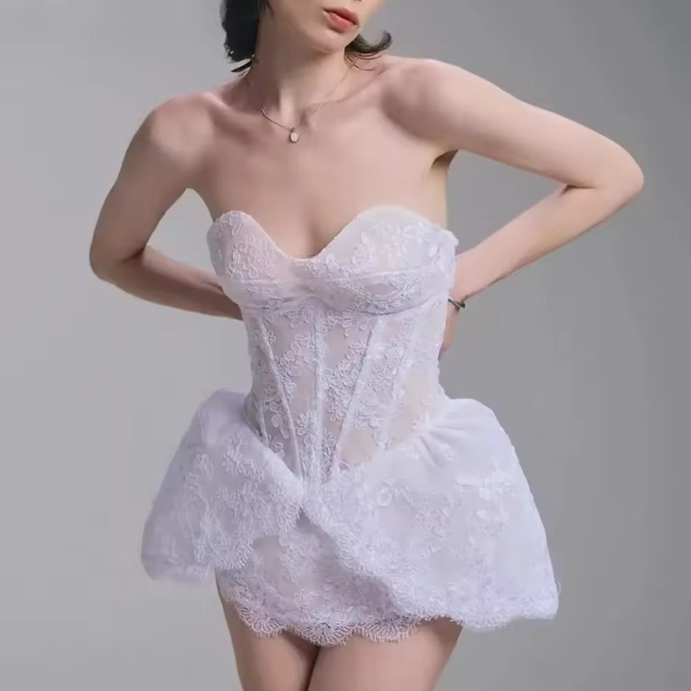 Spliced Lace Temperament Dress