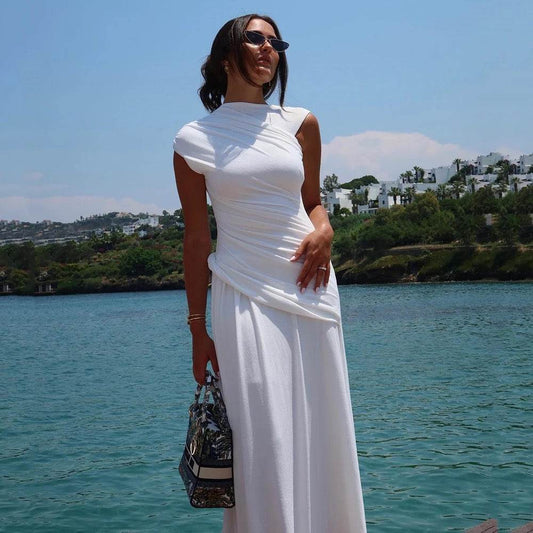 Round Neck Knitted Drop Tight Maxi Dress - REBECATHELABEL