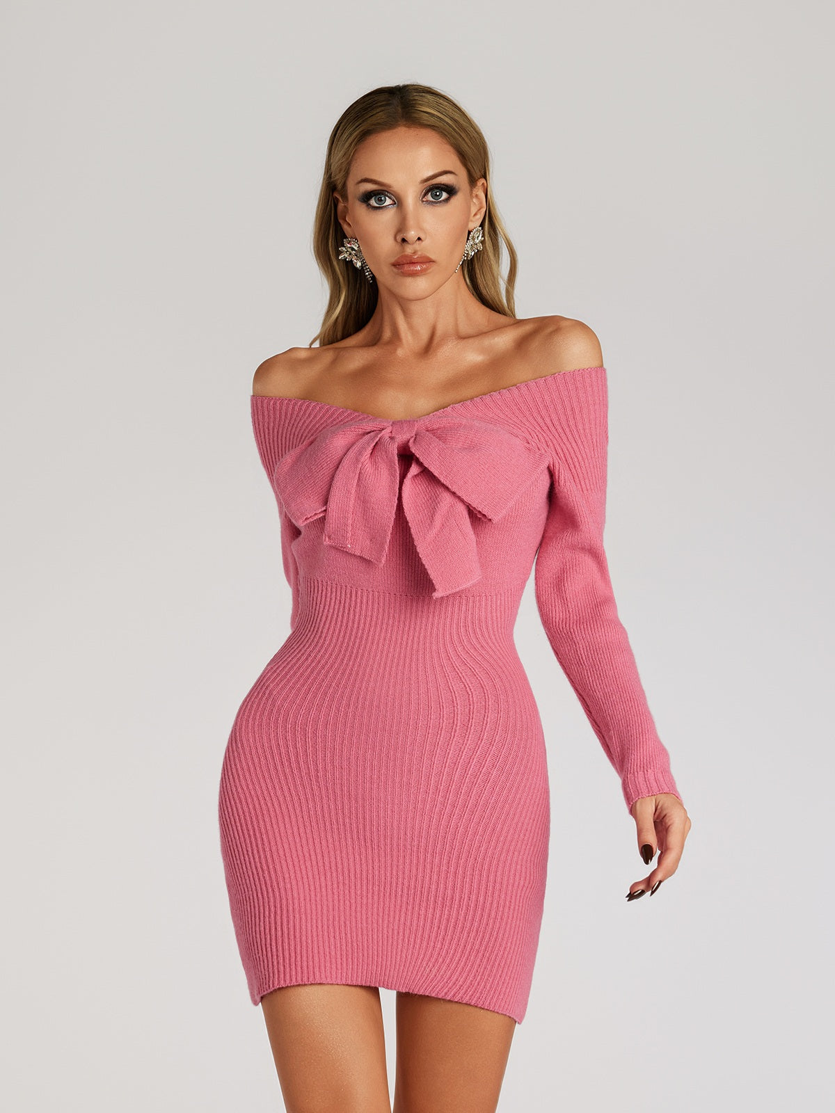Off Shoulder Bow Mini Dress