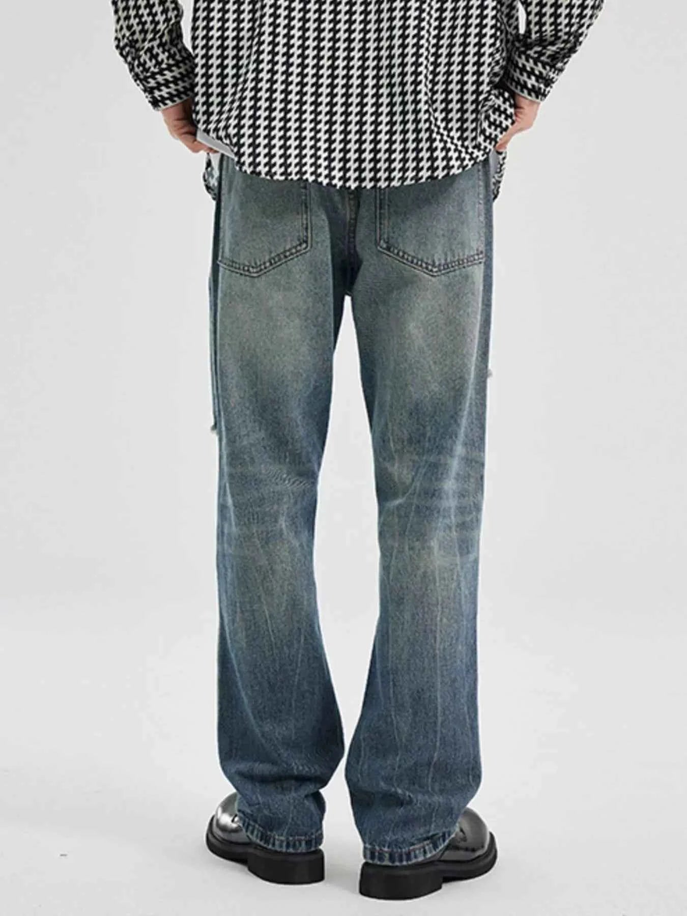 Men's Washed Ripped Bootcut Jeans