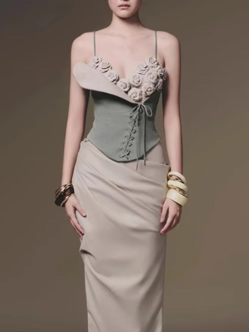 3D Flowers Spliced Appliques Slim Vests Top