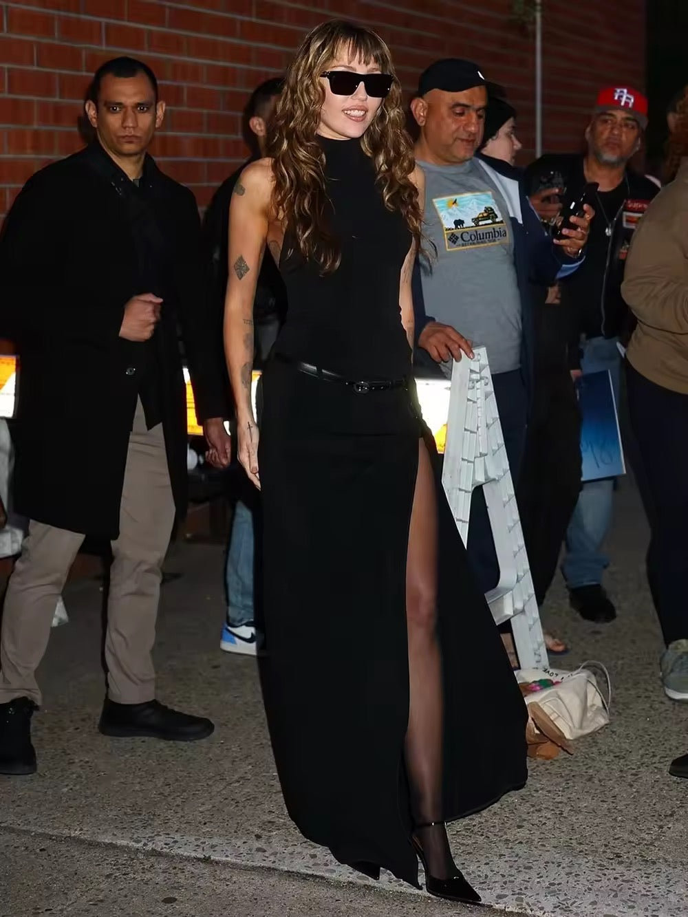 Backless Halter Belt Design Slim Fit Black Long Dress