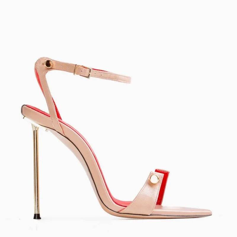 Pointed Toe One Button Metal Heel - REBECATHELABEL