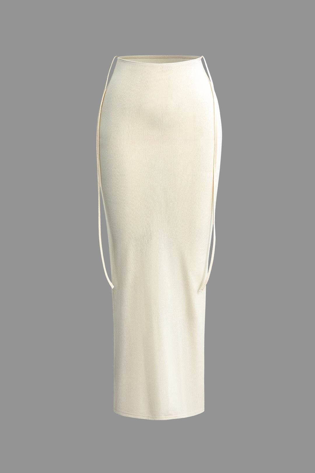 Twist Tie Halter Long Sleeve Bra Top And Maxi Skirt Set - REBECATHELABEL