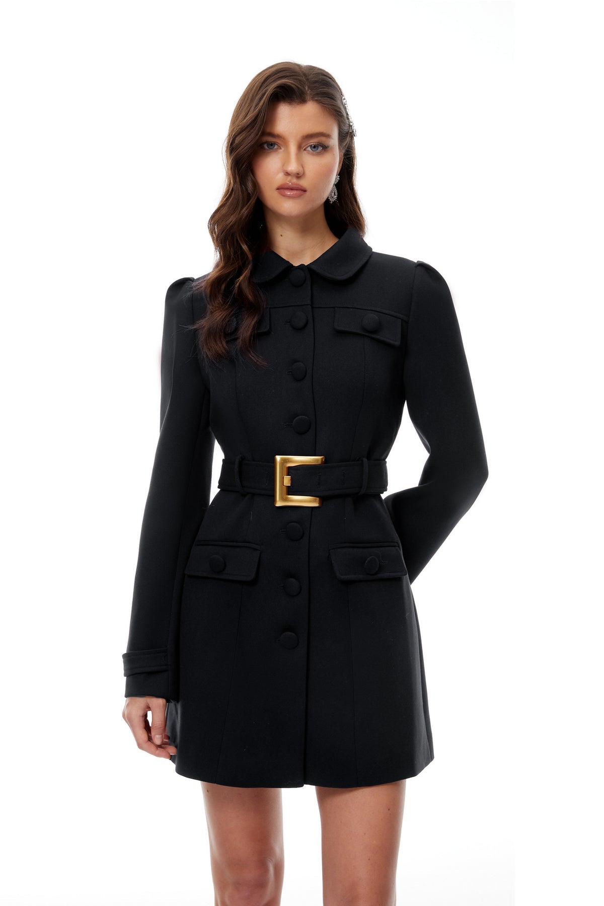 Black Belted Mini Blazer Dress