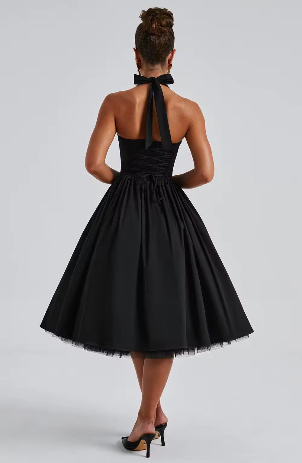 Halter Sleeveless Backless Long Dress Mesh dress