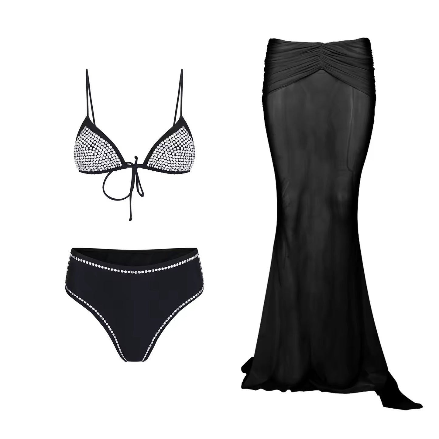 3Pcs Diamond Bikini Set