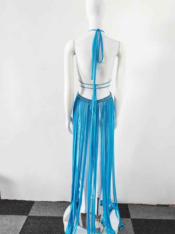 Azure Fringe Goddess Dress