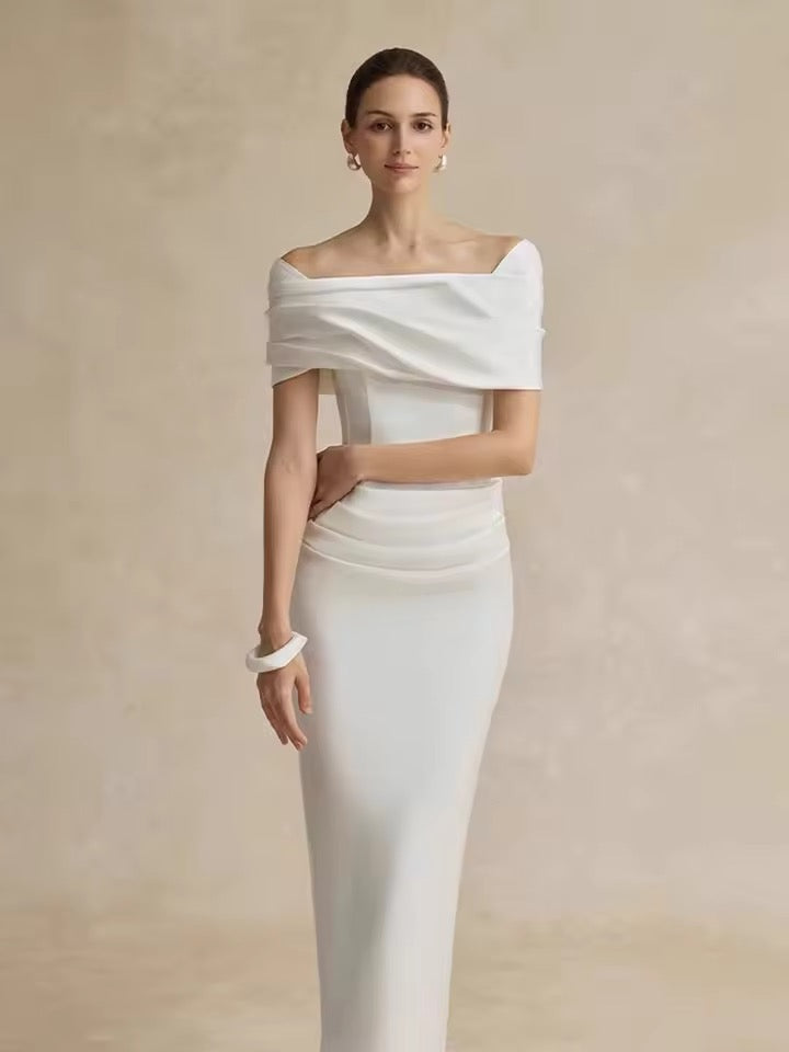 Becca White Draped Midi Dress