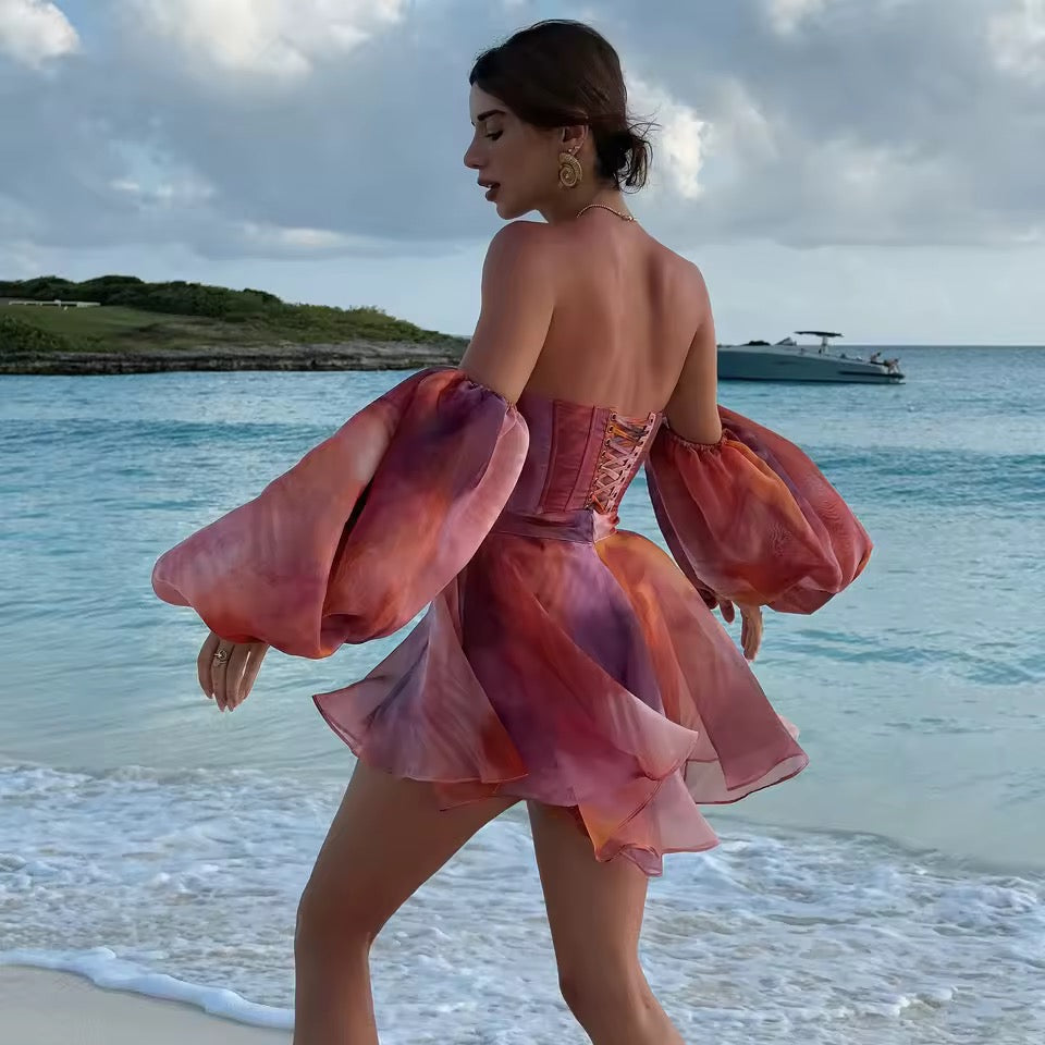 2Pcs Push Up Swimsuit Mini Dress