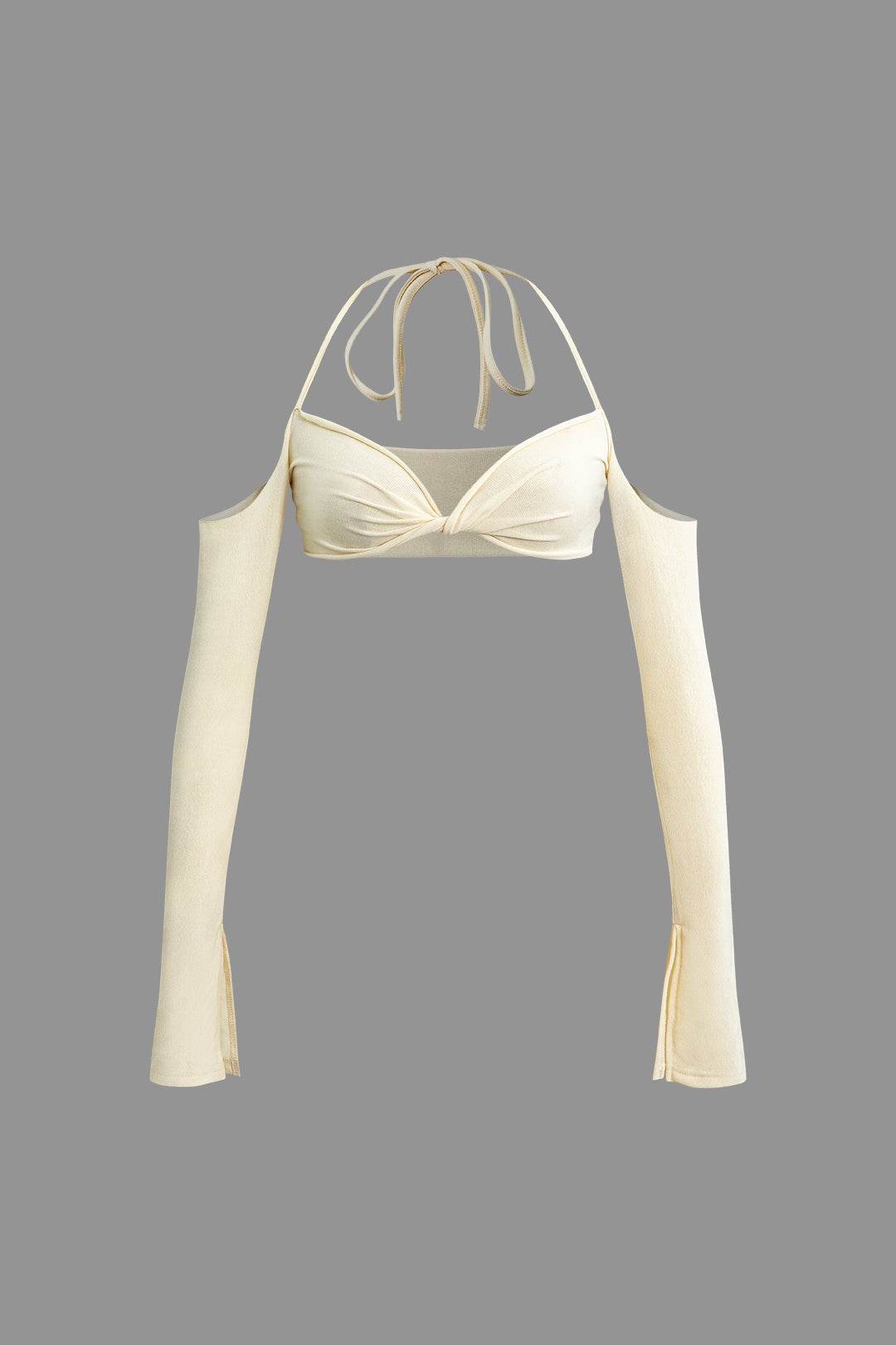 Twist Tie Halter Long Sleeve Bra Top And Maxi Skirt Set - REBECATHELABEL