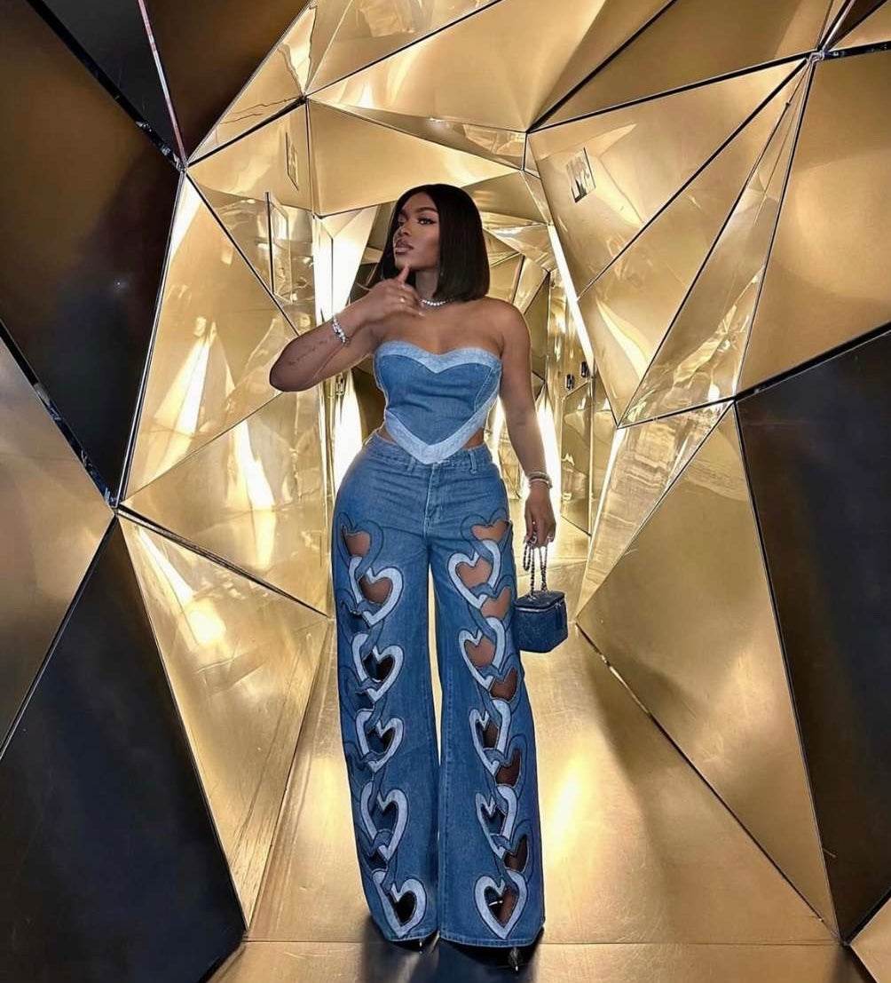 Belynda denim pant set - REBECATHELABEL