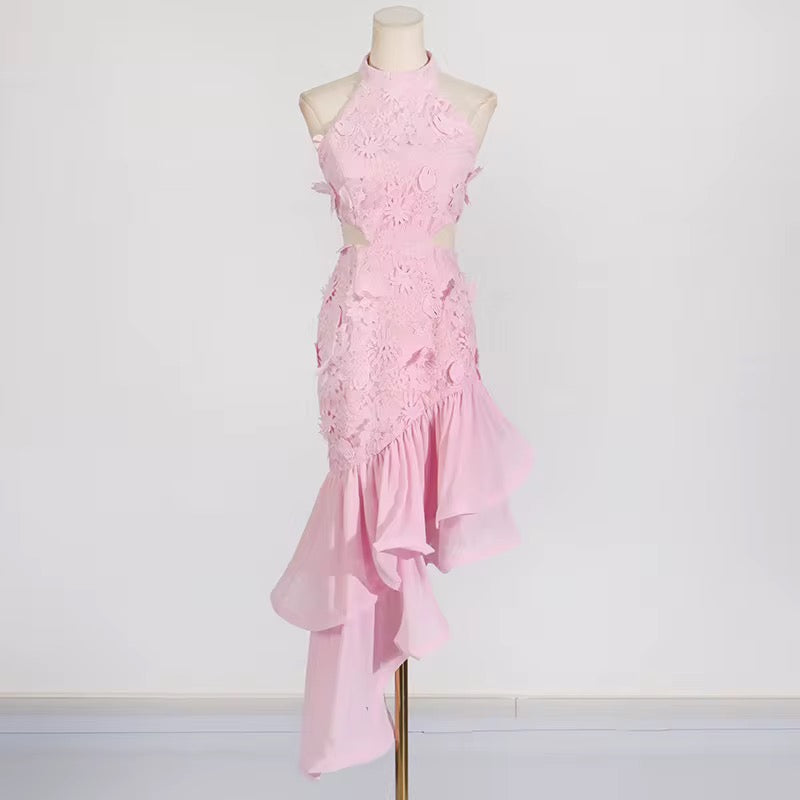 Embroidered Tiered Cutout Maxi Dress