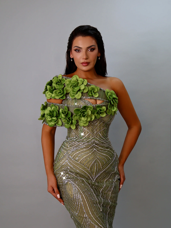 Emerald Bloom Goddess Gown