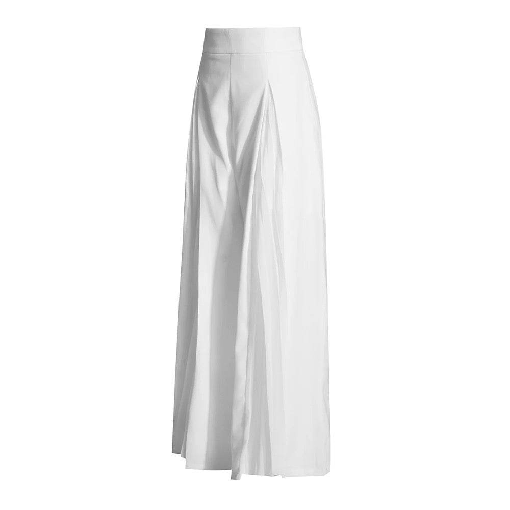 White Pleated Slim Fit Pants Set - REBECATHELABEL