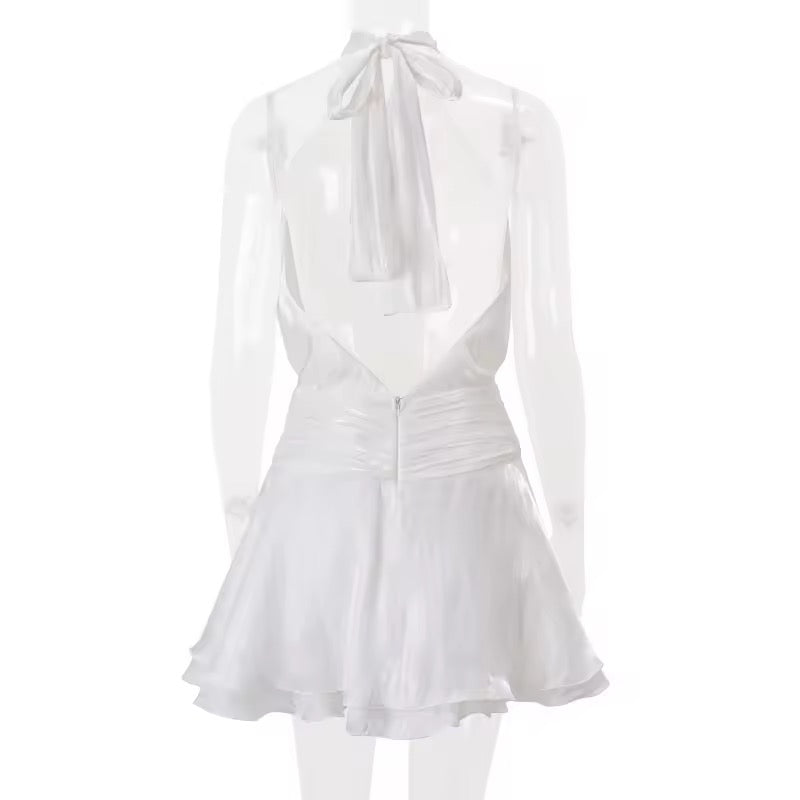 Chiffon Flower Backless Sexy Mini Dress