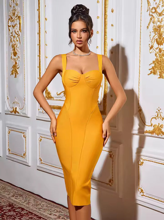 Solid Spaghetti Strap Backless dress