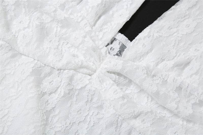 Lace Halter Pure Want Hollow Out Cutout out Split Sexy Dress - REBECATHELABEL