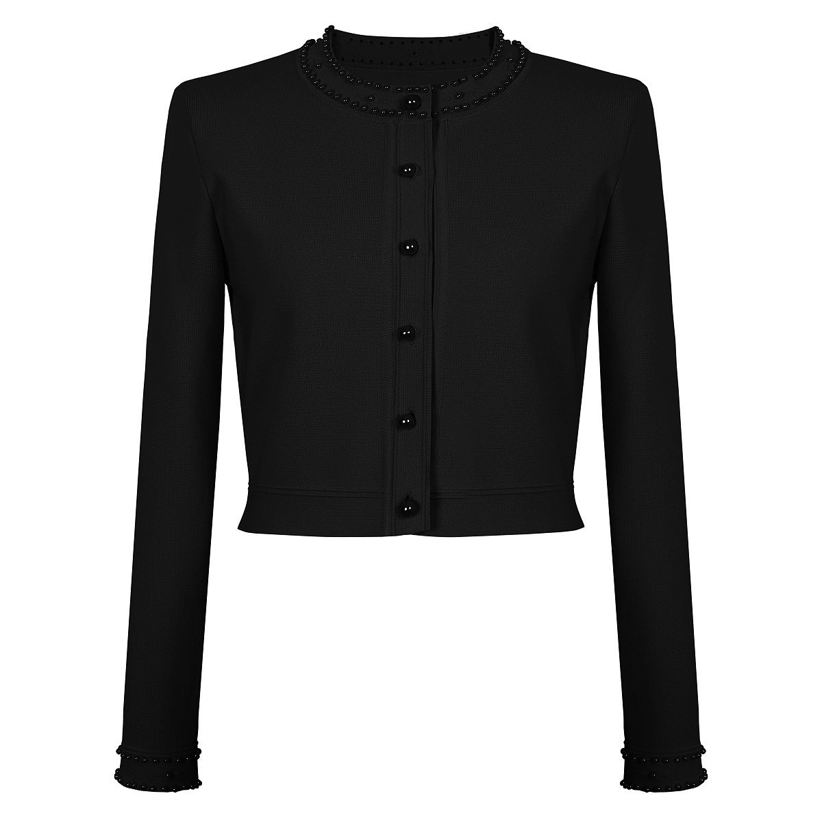 Long Sleeved Round Neck Pearl Button Knitted Sweater Versatile