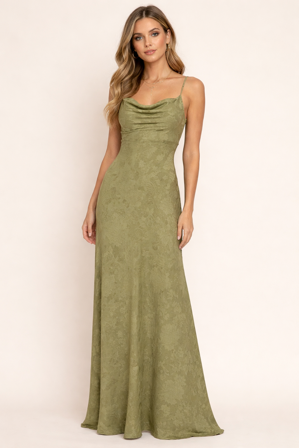 Floral Strappy Back A Line Maxi Dress Green