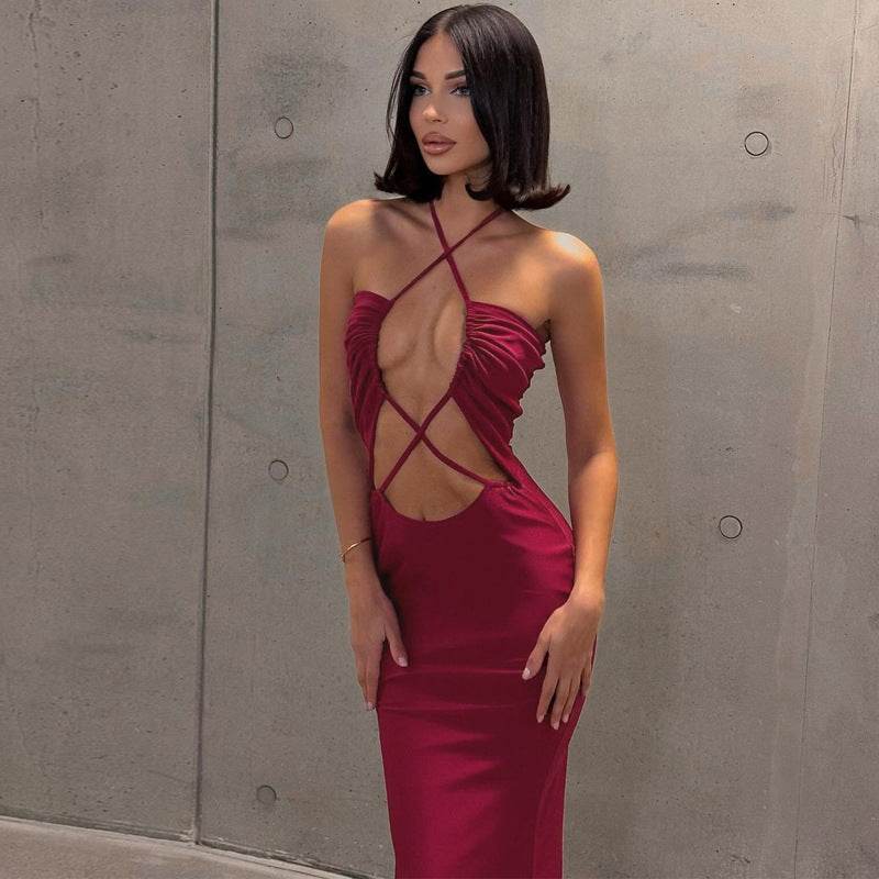 Chest Hollow Out Cutout out Tied Dress - REBECATHELABEL