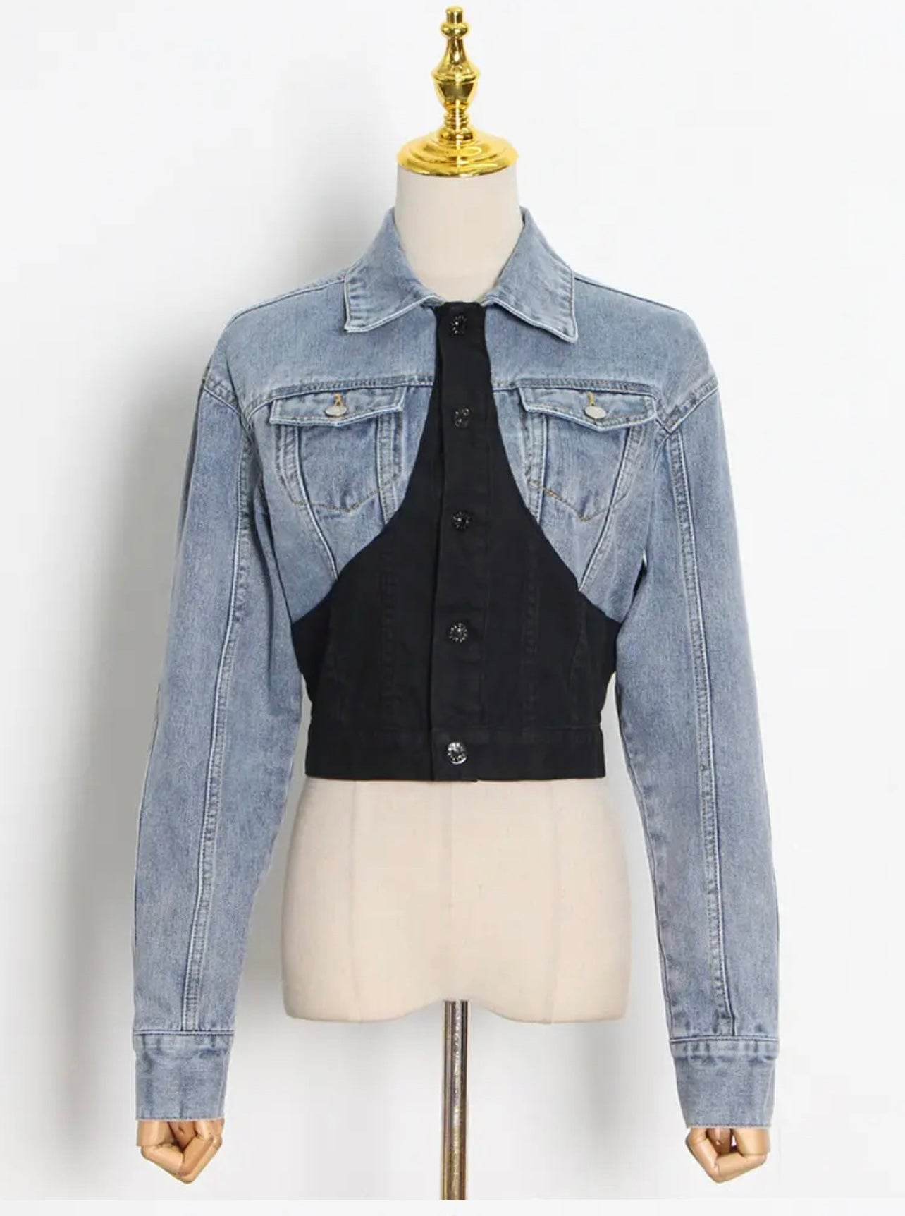 Lacy demin short set - REBECATHELABEL