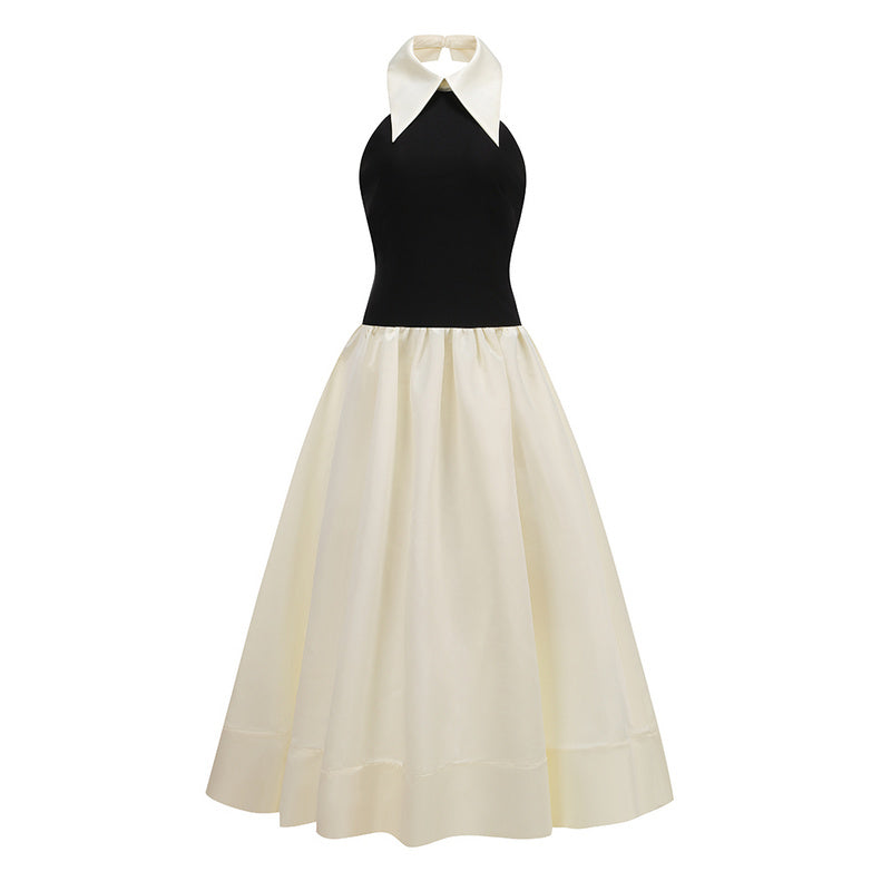Halter Neck Dress Contrast Color Sleeveless dress