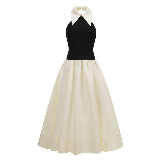 Halter Neck Dress Contrast Color Sleeveless dress
