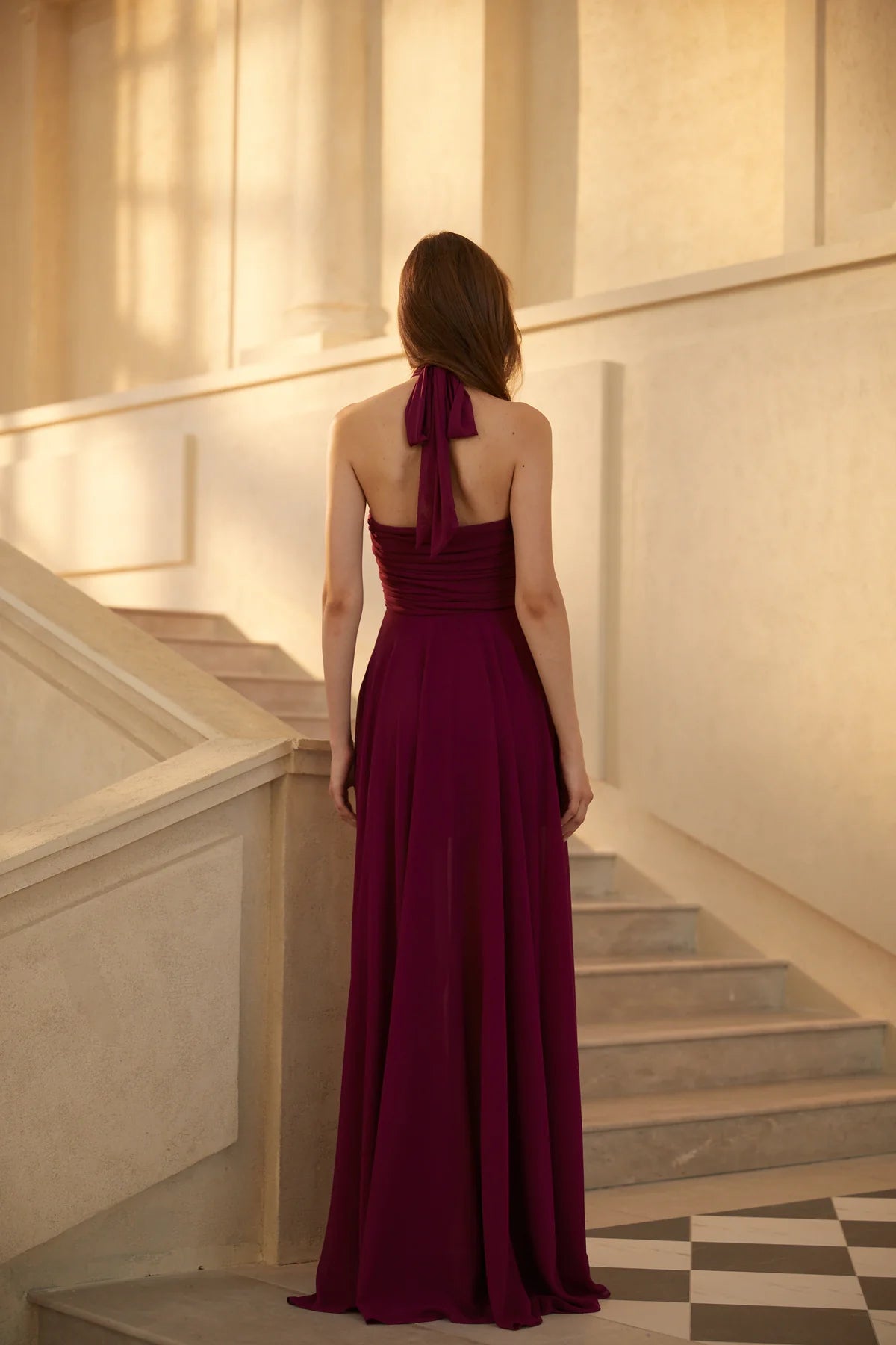 Purple Ruched Maxi Dress