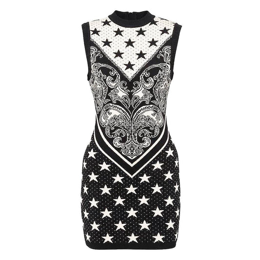 Knitted Round Neck Slim Slimming Sleeveless Back Zipper Dress - REBECATHELABEL