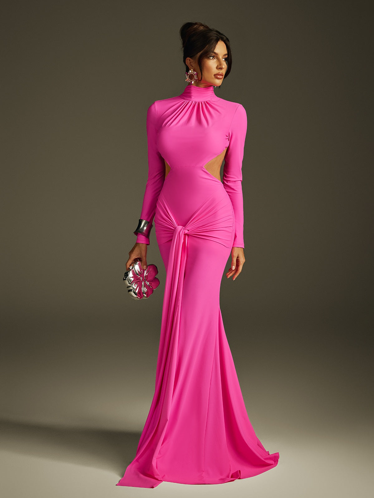 Backless Twisted Draped Maxi Dress