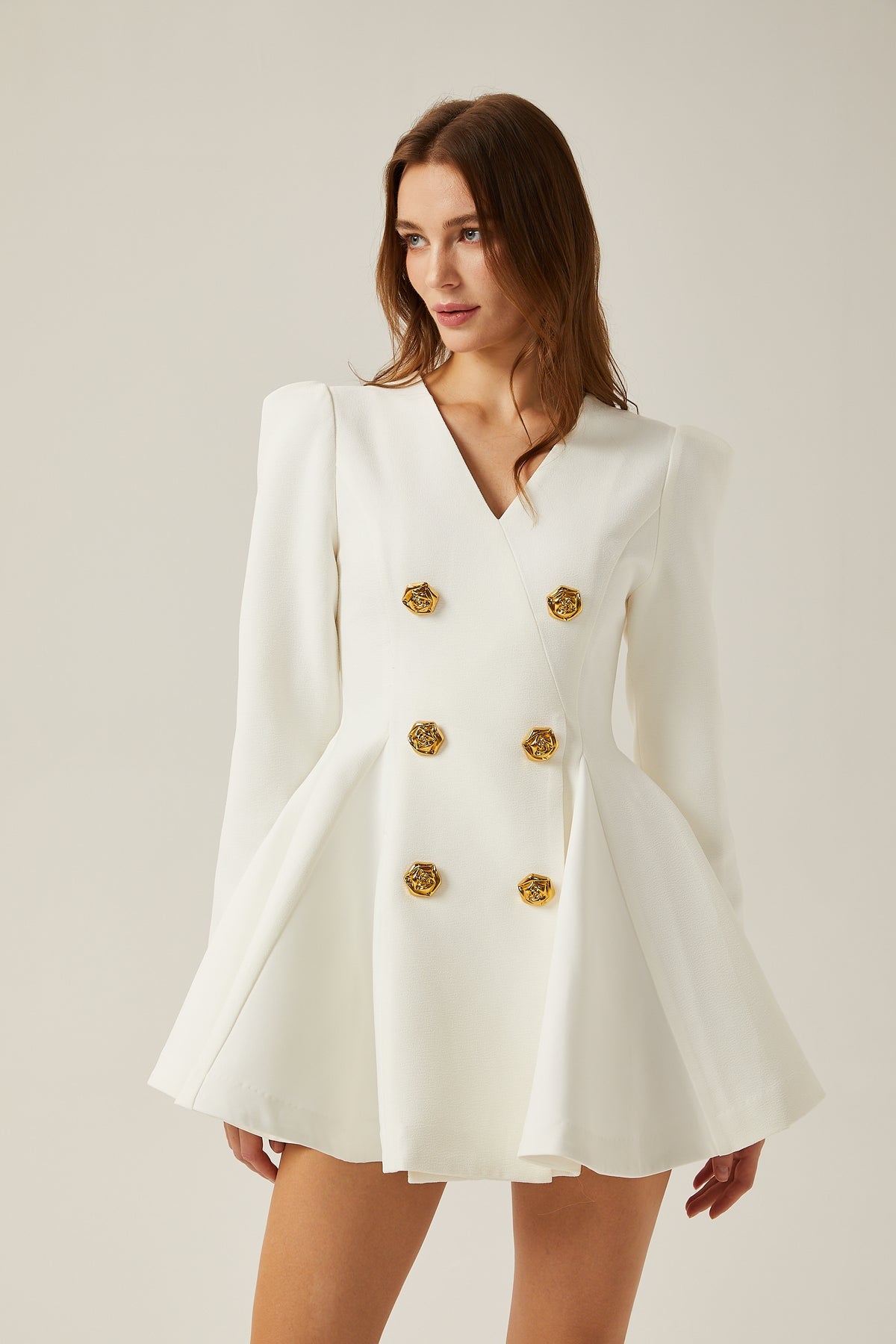 peplum-hem blazer dress in White