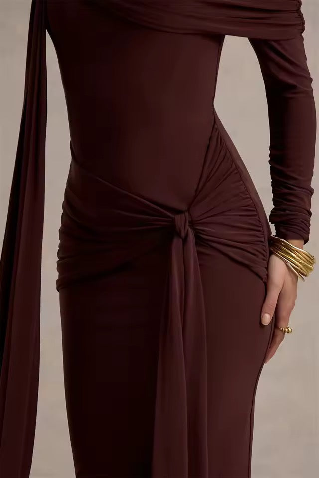 Off-shoulder Long Sleeve Sexy Maxi Dress